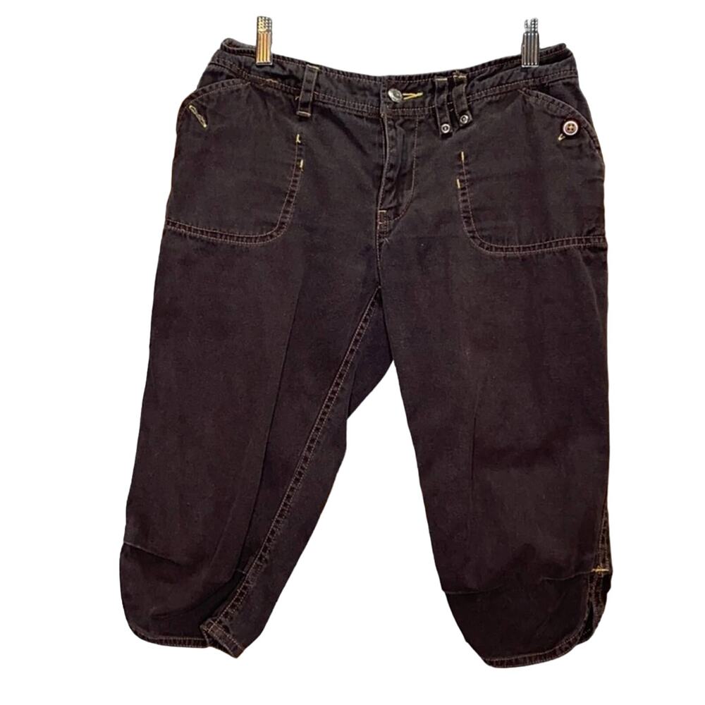 Kavu Brown Crop Capri Hemp Cotton Shorts 2